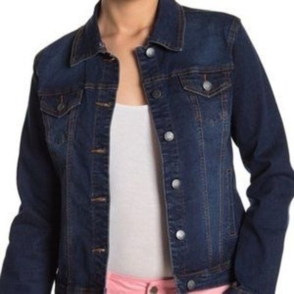 Tahari Denim Trucker Jacket with Detachable White Faux Fur Collar Size S* wom721 - Picture 2 of 10